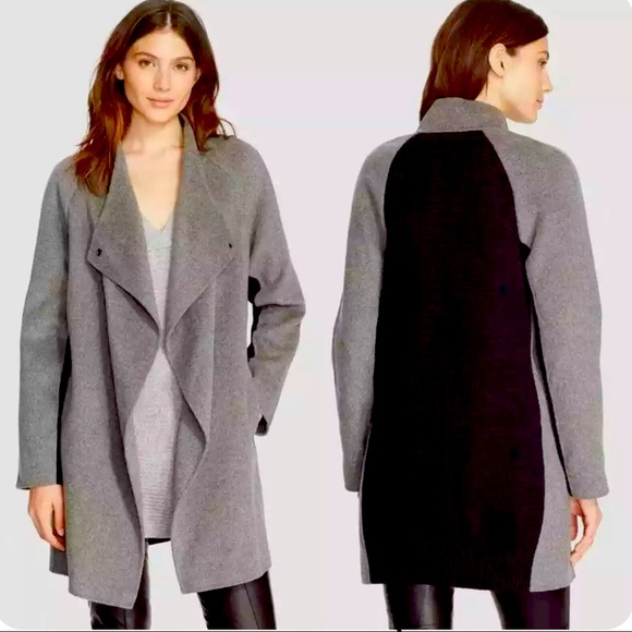Vince Wool Blend Two-tone Sweater Back Coat - Picture 1 of 5